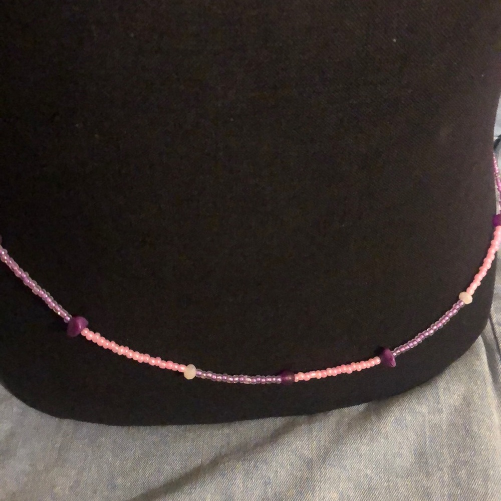 Pink and lavender belly beaded necklace